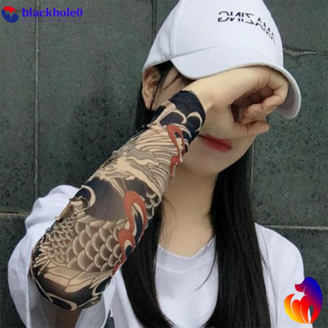 Găng ống tay hình xăm chống nắng/chống tia UV vải nylon co giãn phong cách thể thao/Halloween nhiều kiểu dáng