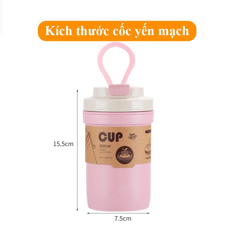 Cốc Lúa Mạch Đựng Canh Giữ Nhiệt Cup 500ml FANTASTIC - Thiết Kế 2 In 1 Tích Hợp Cốc Ăn Súp Và Bình Uống Nước