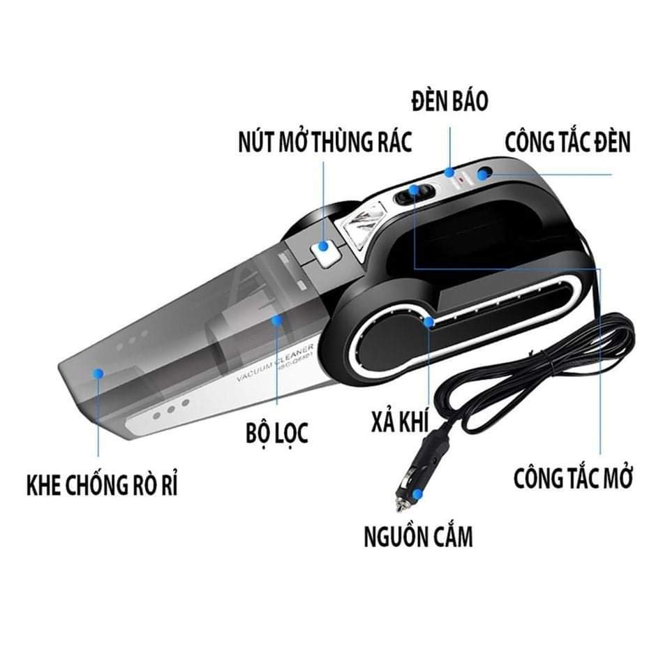Máy bơm lốp ô tô xe hơi xe máy đa năng kiêm máy hút bụi oto cầm tay mini không dây lực hút cực mạnh rất tiện lợi