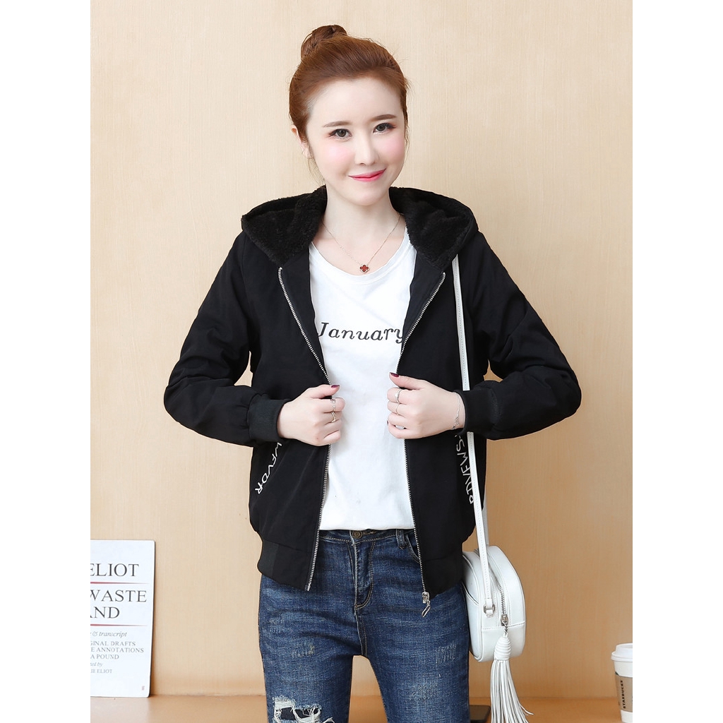Áo khoác lót bông mềm có nón trùm phong cách Hàn Quốc trẻ trung cho nữ | BigBuy360 - bigbuy360.vn