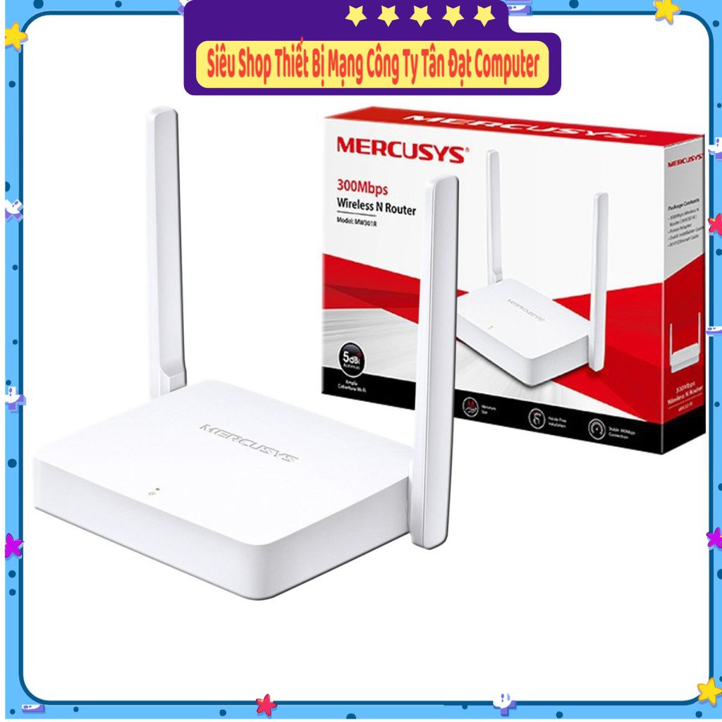 (Siêu Rẻ )Bộ phát WiFi 2 Râu Mercusys MW301R chuẩn N tốc độ 300Mbps - Chính hãng - Hàng Mới Năm 2021