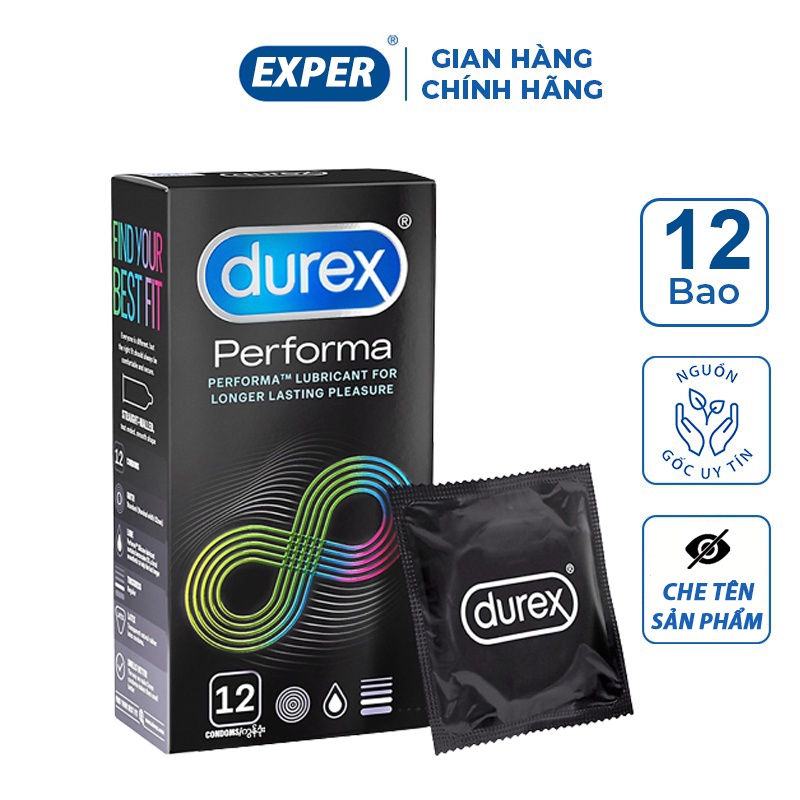Bao cao su Durex Performa NEW, bcs siêu mỏng chống xuất tinh sớm kéo dài thời gian quan hệ