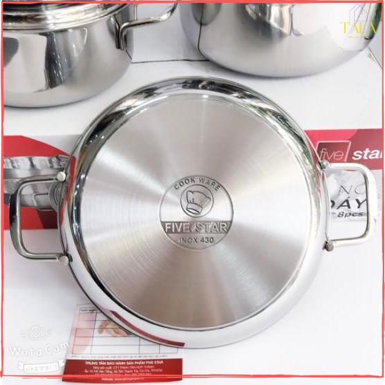 Bộ Nồi Inox 5 Chiếc Fivestar 3 đáy (Nắp Kính &amp; Nắp Inox)