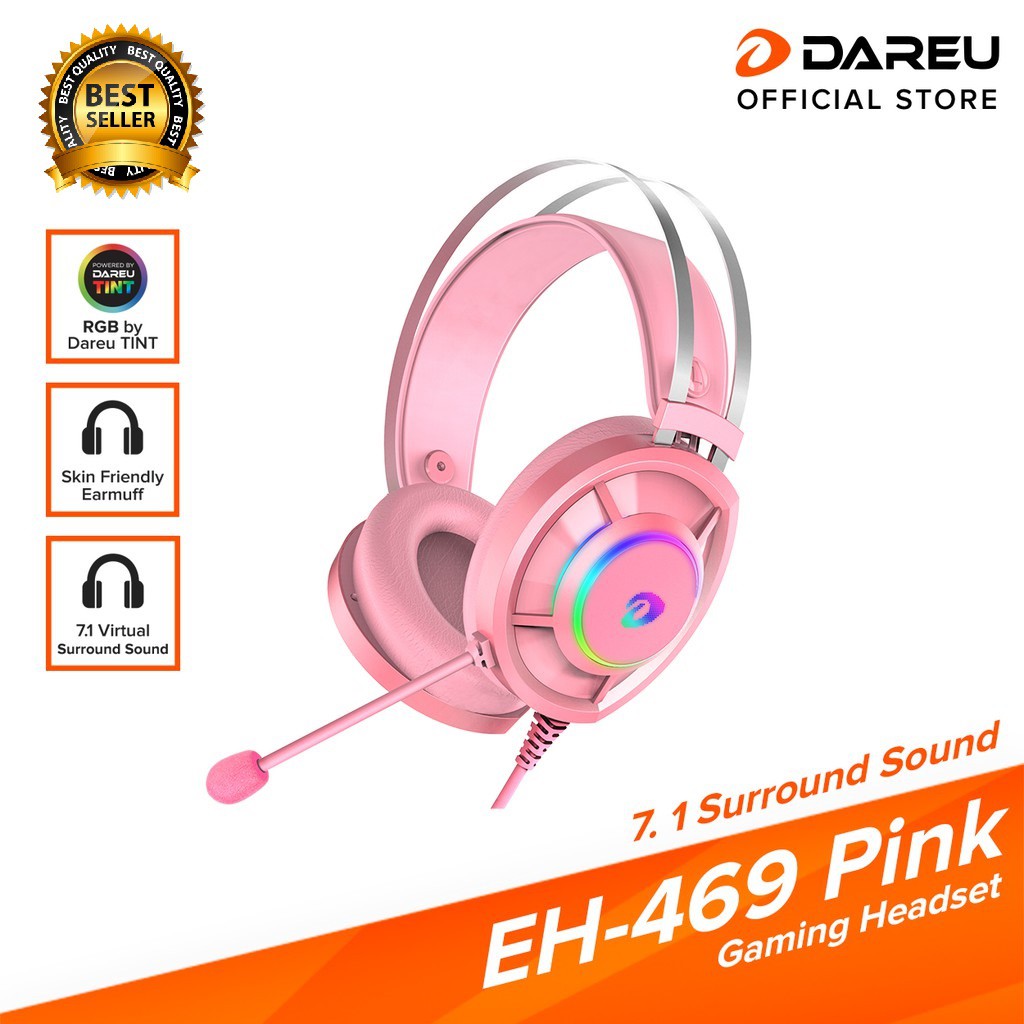 Tai nghe DAREU EH469 RGB Pink 7.1 (tặng kèm Cat Ears)