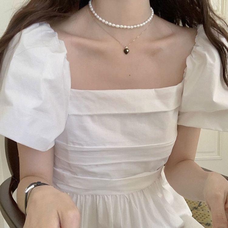 [MURIOKI] Đầm Dự Tiệc Dáng Dài Cổ Vuông Tay Phồng Kiểu Vintage Pháp Thời Trang 2022 đầm đi chơi nước ngoài