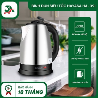Bình đun siêu tốc HAYASA HA-39i chất liệu inox cao cấp tự ngắt điện an toàn cho trẻ nhỏ bảo hành 18 th