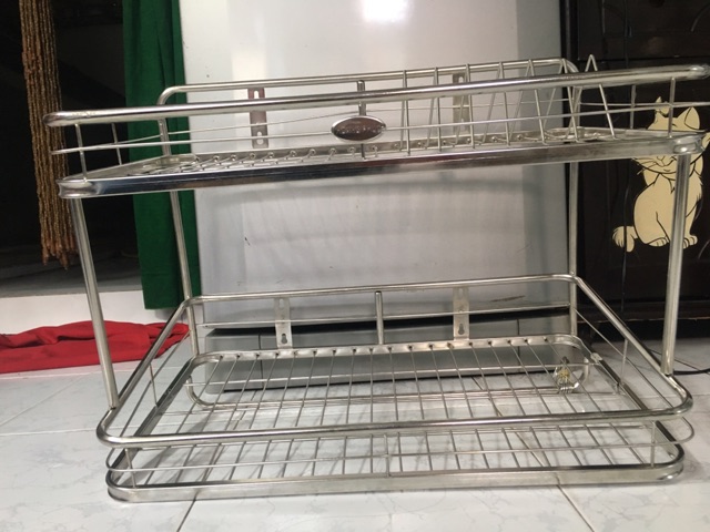 Treo chén dĩa 2 tầng inox 201 size 30cm dai 50cm - Inox XUÂN MAI