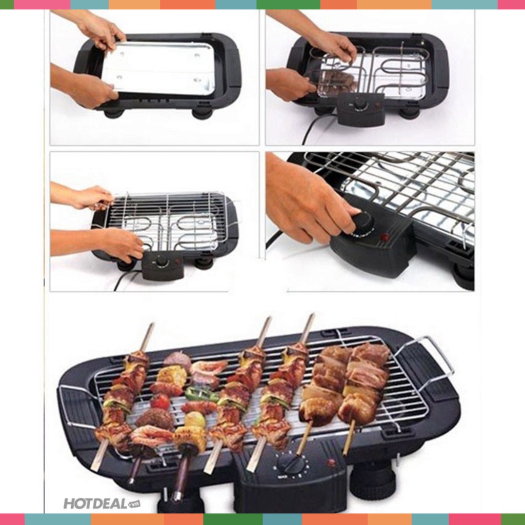 Bếp Nướng Điện Cao Cấp Electric Barbecue Grill HBK 2000W Không Khói, Tặng 1 Khăn Lau Cao Cấp - Bếp Nướng Đa Năng