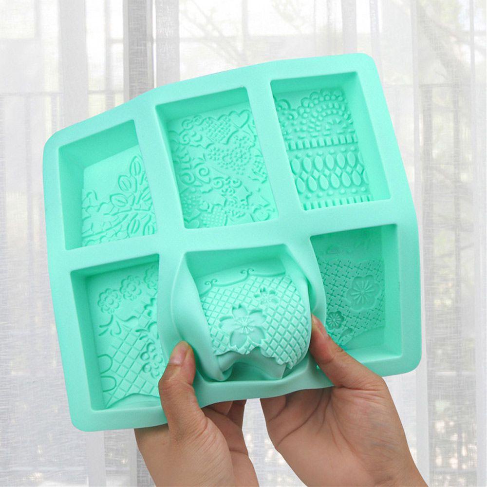 Khuôn Silicone Làm Xà Phòng 6 Ngăn Tạo Họa Tiết 3D DIY