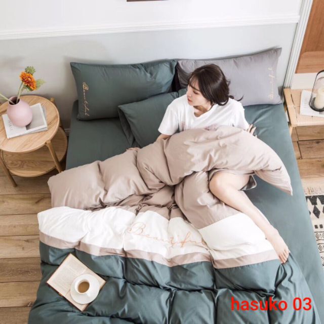 [Mã LIFEXANH24 giảm 10% đơn 99K] Bộ chăn ga gối tici thêu phối màu nhập khẩu mới nhất 2020