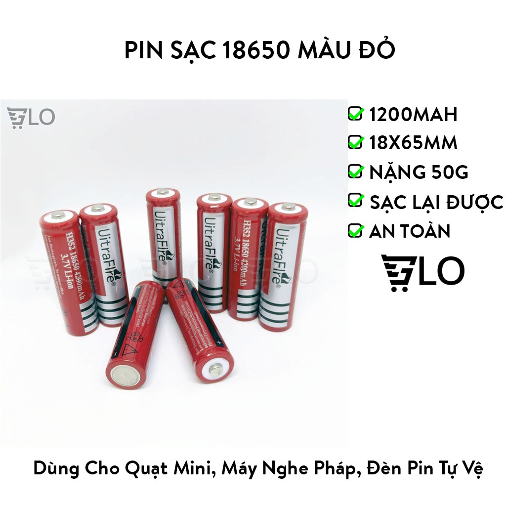 1 Viên Pin Sạc 18650 Màu Đỏ Li-Ion 3.7v UltraFire