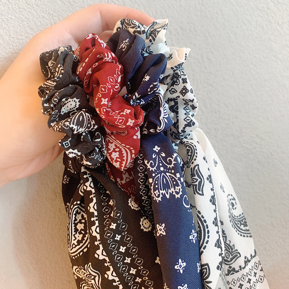1 Dây Buộc Tóc Ruy Băng Co Giãn In Họa Tiết Hoa Phong Cách Bohemian Cho Nữ