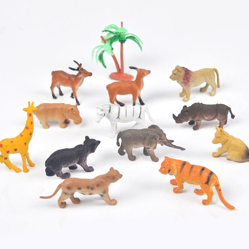 12pcs Mini Animals Model Figurine Kids Playset Toy Forest Animal World Set Gifts