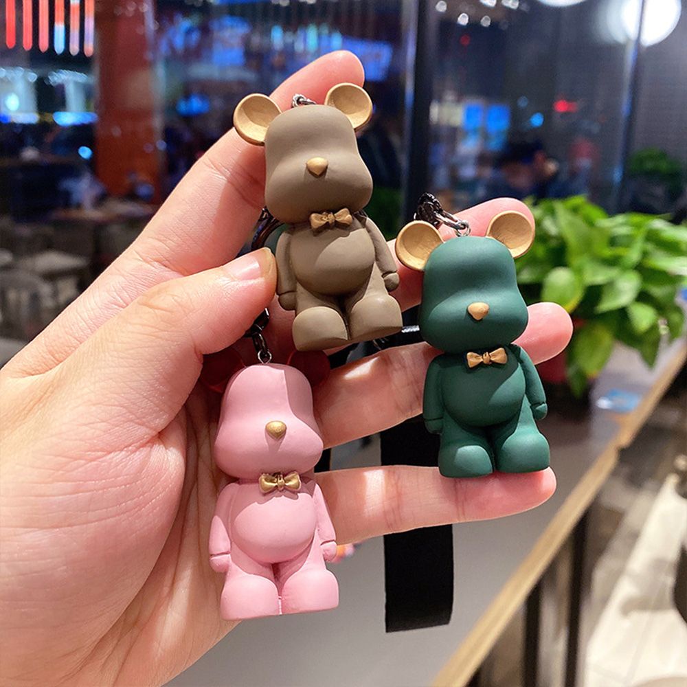 Móc chìa khóa bằng nhựa resin hình gấu hoạt họa đáng yêu nhiều màu sắc cho nữ
