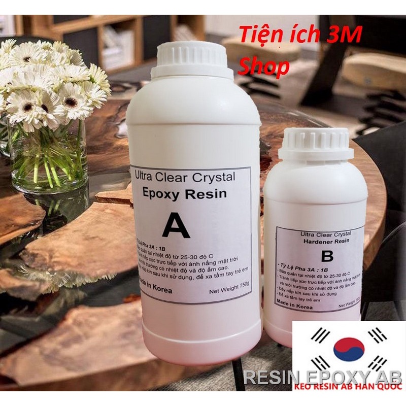 Bộ Keo Resin Epoxy AB Cứng, Trong Suốt, Ít Bọt Chuyên Dụng Làm Trang Sức, Đổ Bàn