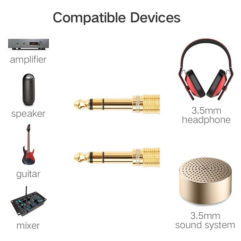 Đầu jack chuyển đổi âm thanh từ cổng 6.5mm đực sang cổng 3.5mm cái UGREEN 20503