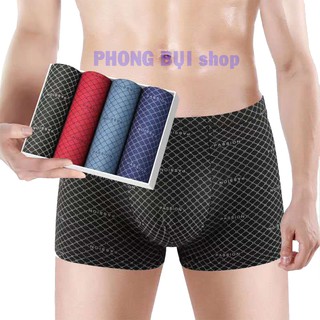 Bộ 4 Quần Boxer Lót Nam Thoáng Khí Bó Sát Chất Mềm Mặc Êm Không Bị Lằn Bụng, Sịp Đùi Nam