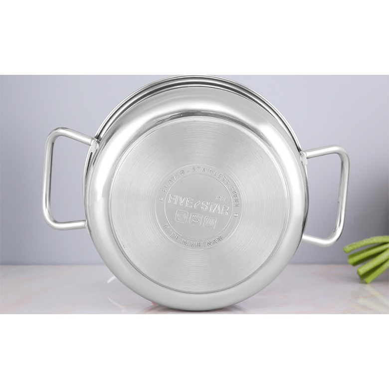 NẮP INOX - NỒI INOX 3 ĐÁY FIVESTAR 16CM / 18CM / 20 CM / 24 CM – DÙNG MỌI LOẠI BẾP (KỂ CẢ BẾP TỪ) - BẢO HÀNH 5 NĂM