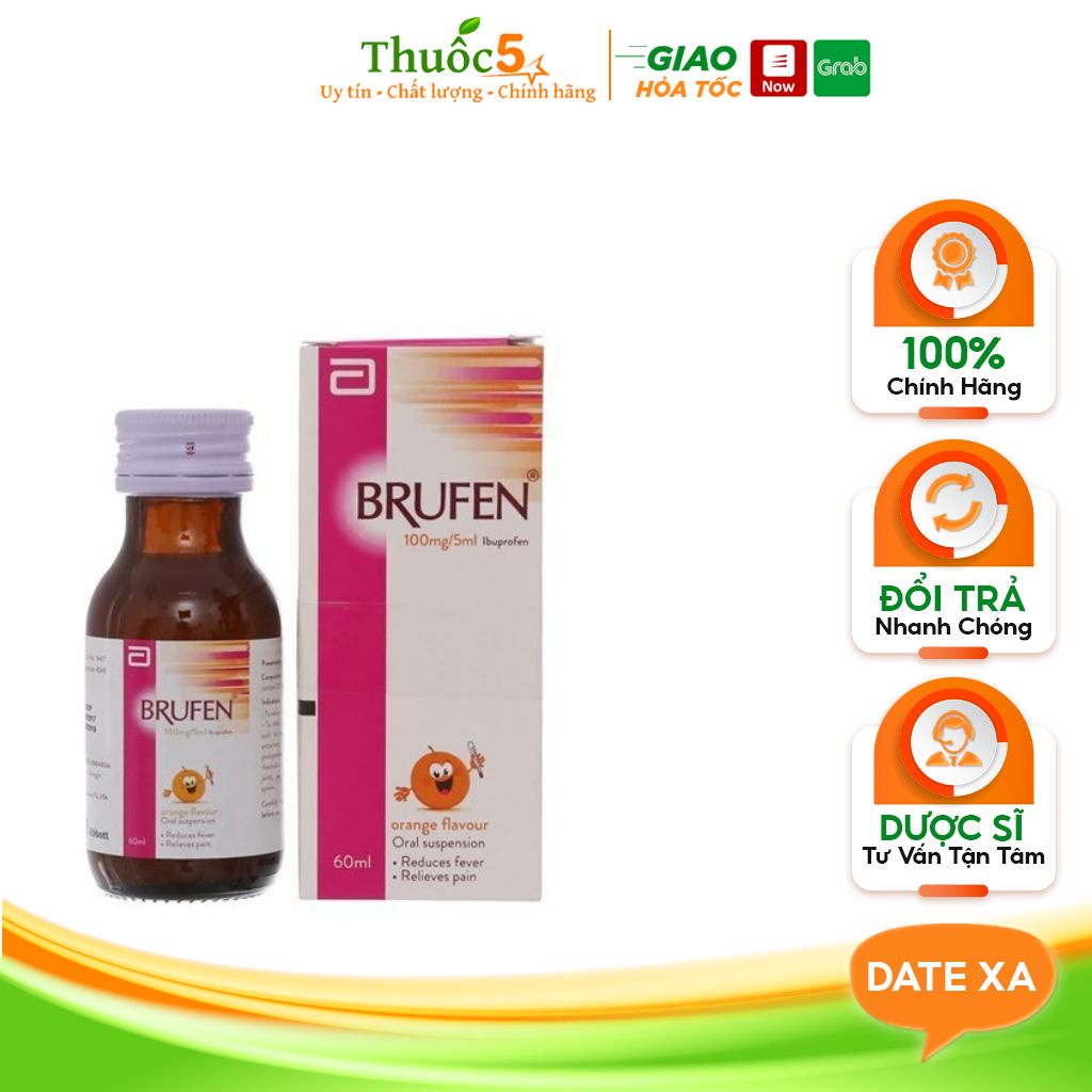 Siro Brufen 100mg/5ml lbuprofen hương cam