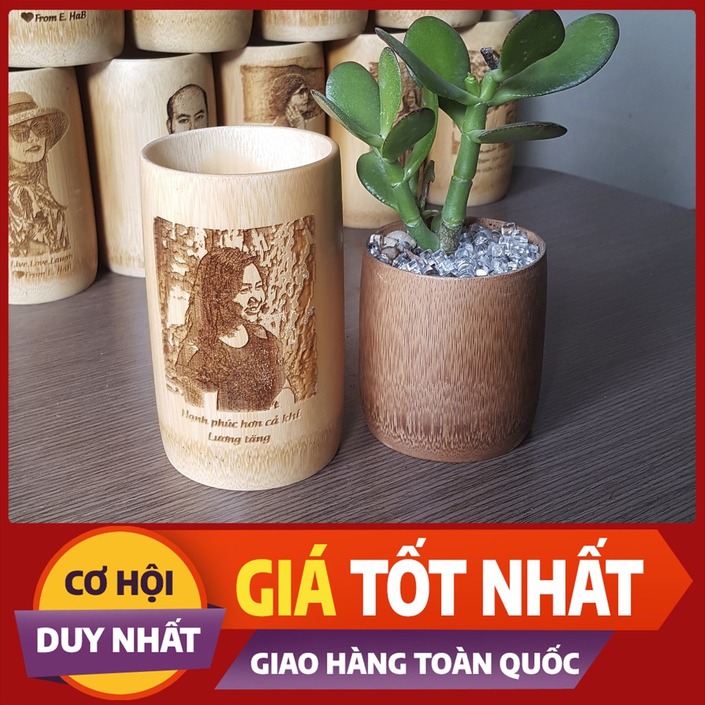 KHẮC HÌNH ẢNH THEO YÊU CẦU - Ly Tre Quà Tặng 330ml