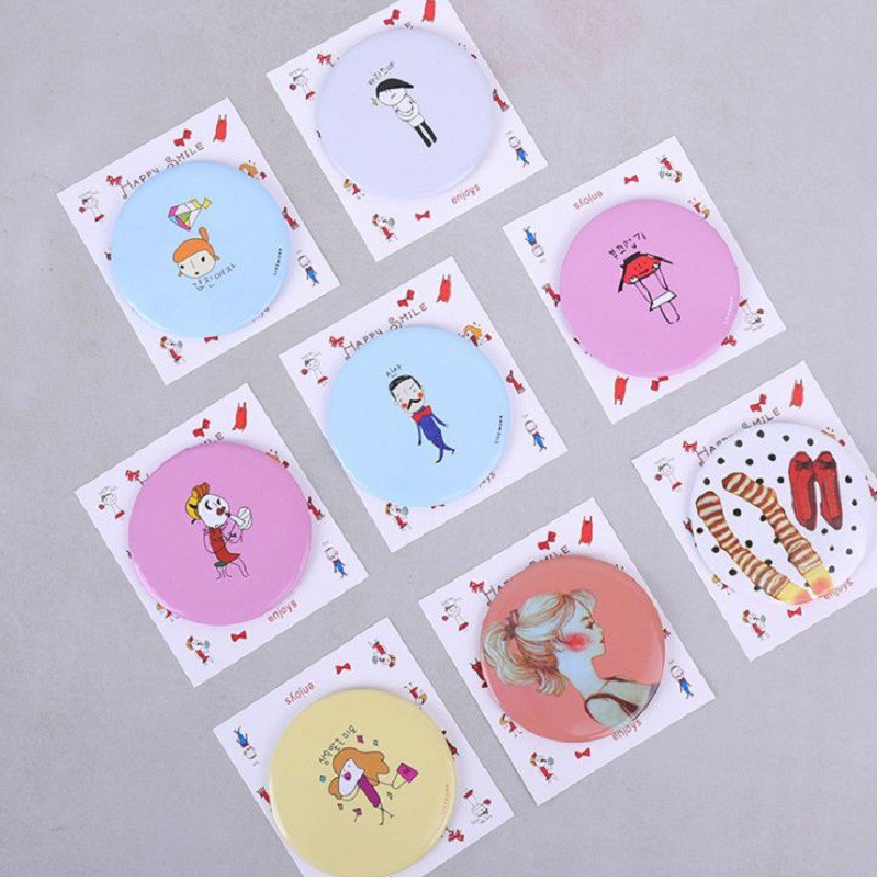 Gương Trang Điểm Mini Siêu Cute Cầm Tay Bỏ Túi Hàn Quốc Tiện Lợi Viền Kim Loại 1480 Shop Kho Tổng Vp88