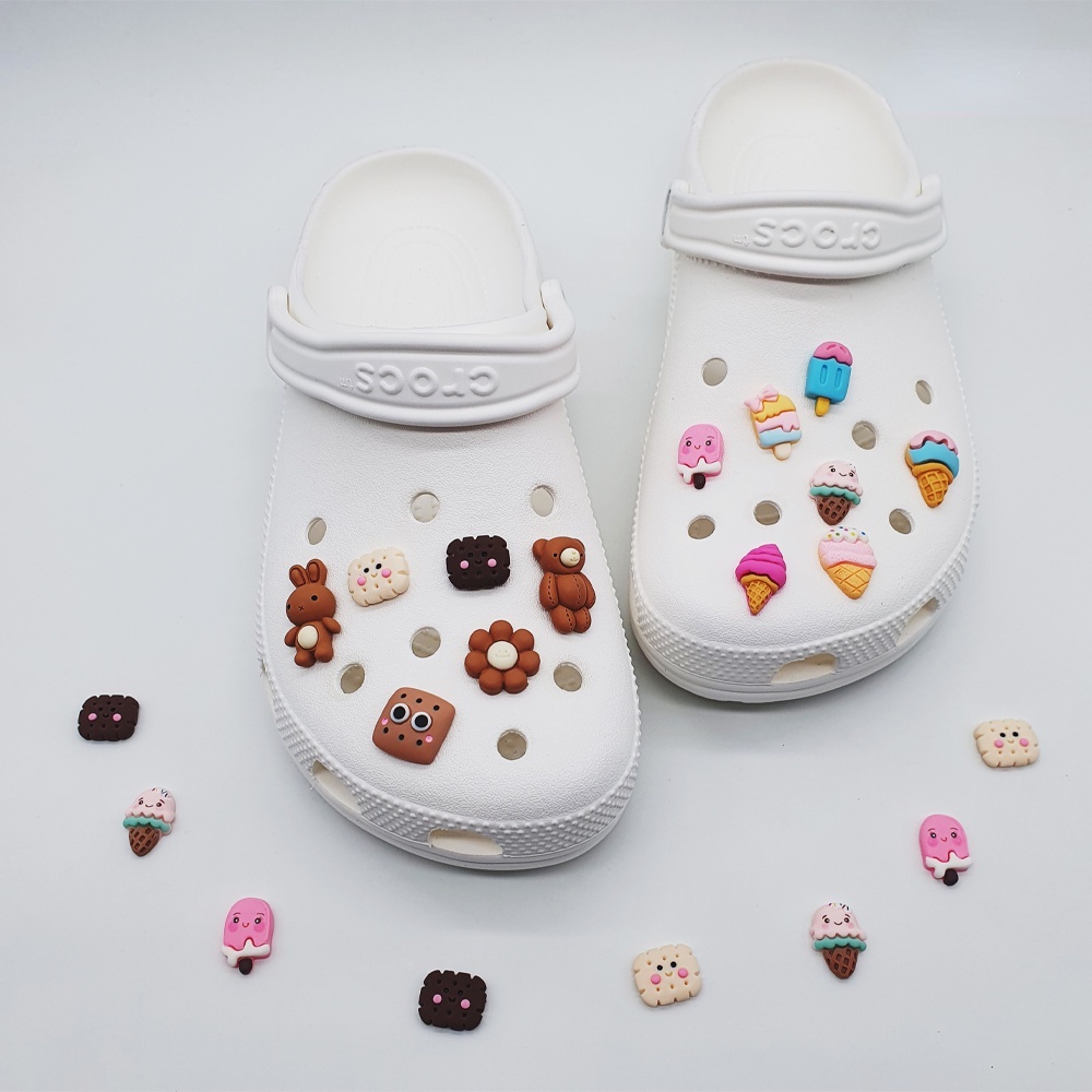 Phụ Kiện Nút Hình Cây Kem Cheks (Kakao Checks / White Checks / Lovely Con / Pretty Bar) Trang Trí Giày Crocs Jibbitz Diy