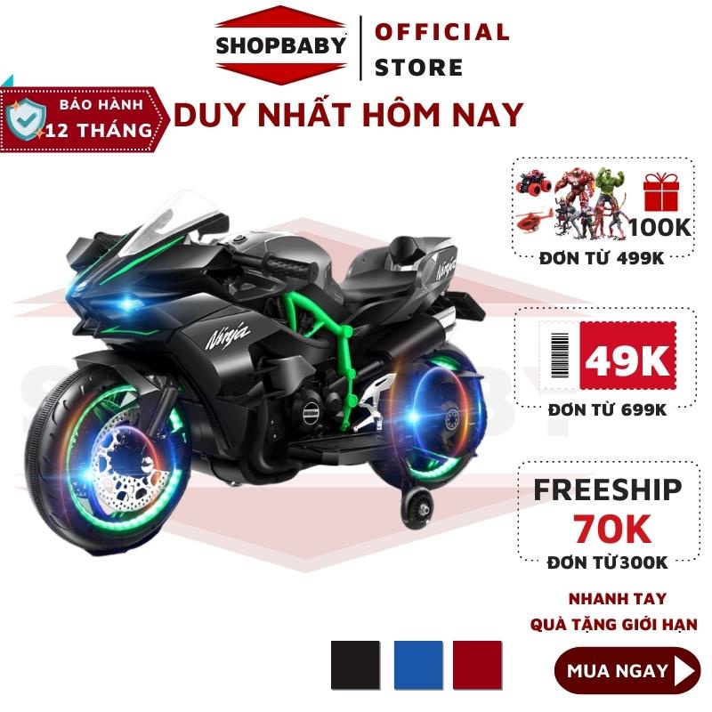 Xe moto điện trẻ em bánh phát sáng NINJA H2R tải trọng >60kg