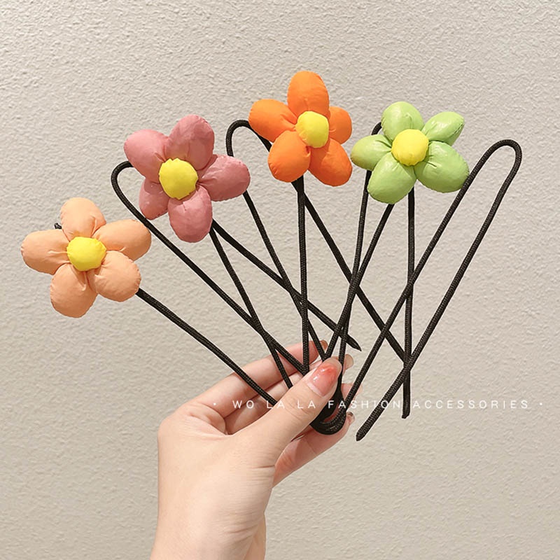 Dây Cột Tóc Đính Hoa Dễ Thương Phong Cách Hàn Quốc