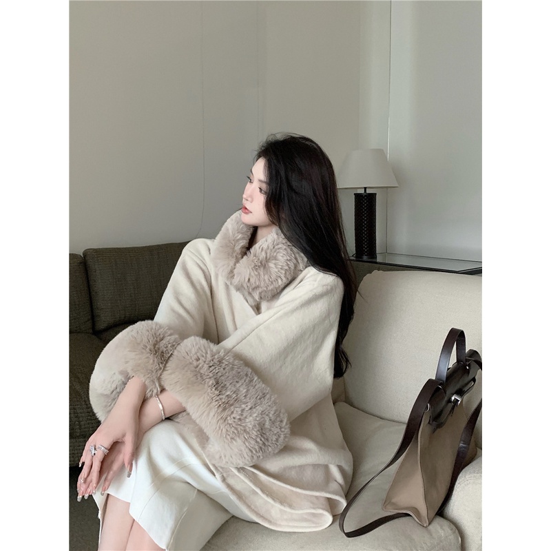 👗👗Áo Khoác Lông Cáo Hai Mặt Dáng Rộng Dài Vừa Thời Trang Hàn Quốc Dongdaemun | BigBuy360 - bigbuy360.vn