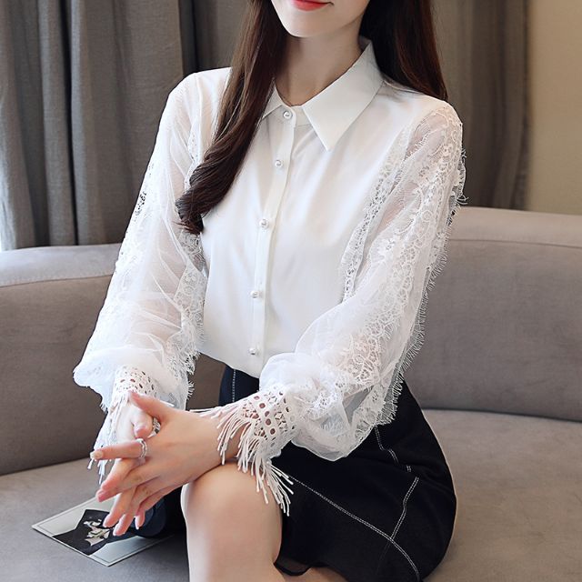 Áo sơ mi phối ren tua rua thanh lịch ARTR59 (hàng order khoảng 10-15 ngày)