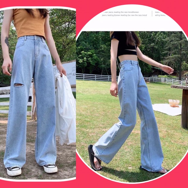 Size 30-35 Quần Bò Suông Dài BigSize Quần Dài Ống Rộng Jeans Phom To Không thumbnail