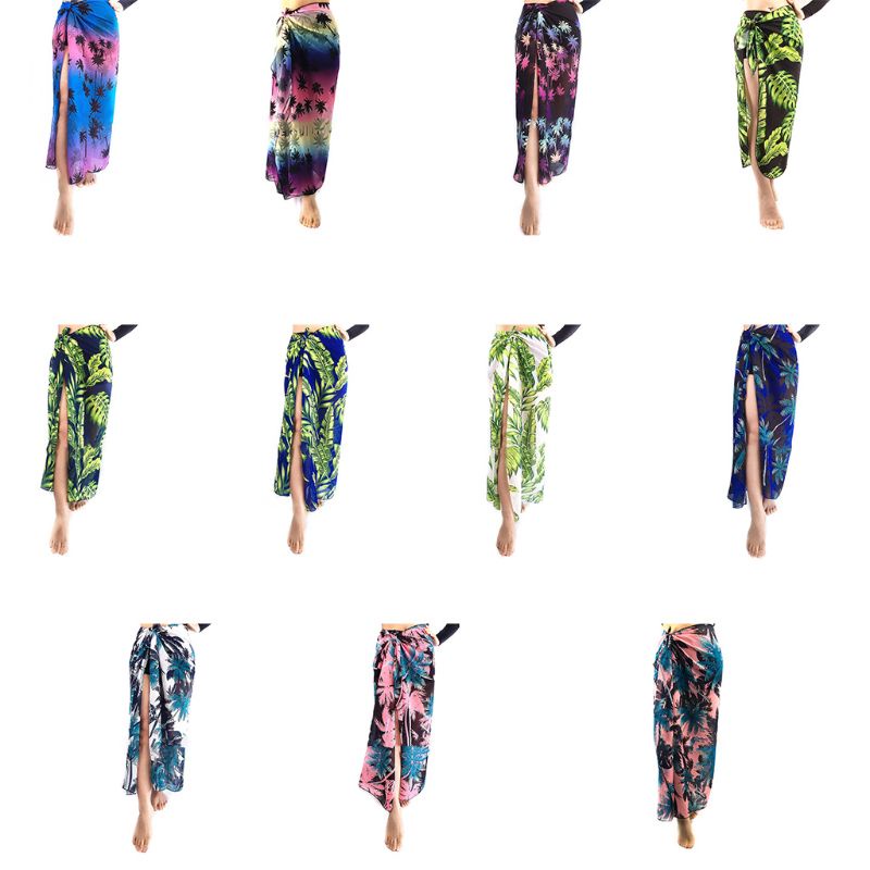 Khăn Choàng Chiffon Dài In Họa Tiết Lá Dừa Nhiệt Đới Nhiều Màu Sắc Thời Trang Mùa Hè Cho Nữ