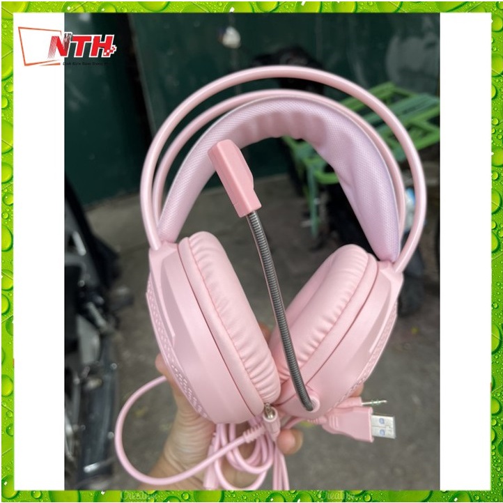 Tai Nghe Gaming Màu Hồng - Có Đèn Led Và Mic Cho Pc / Laptop - Full Box, Mới 100%