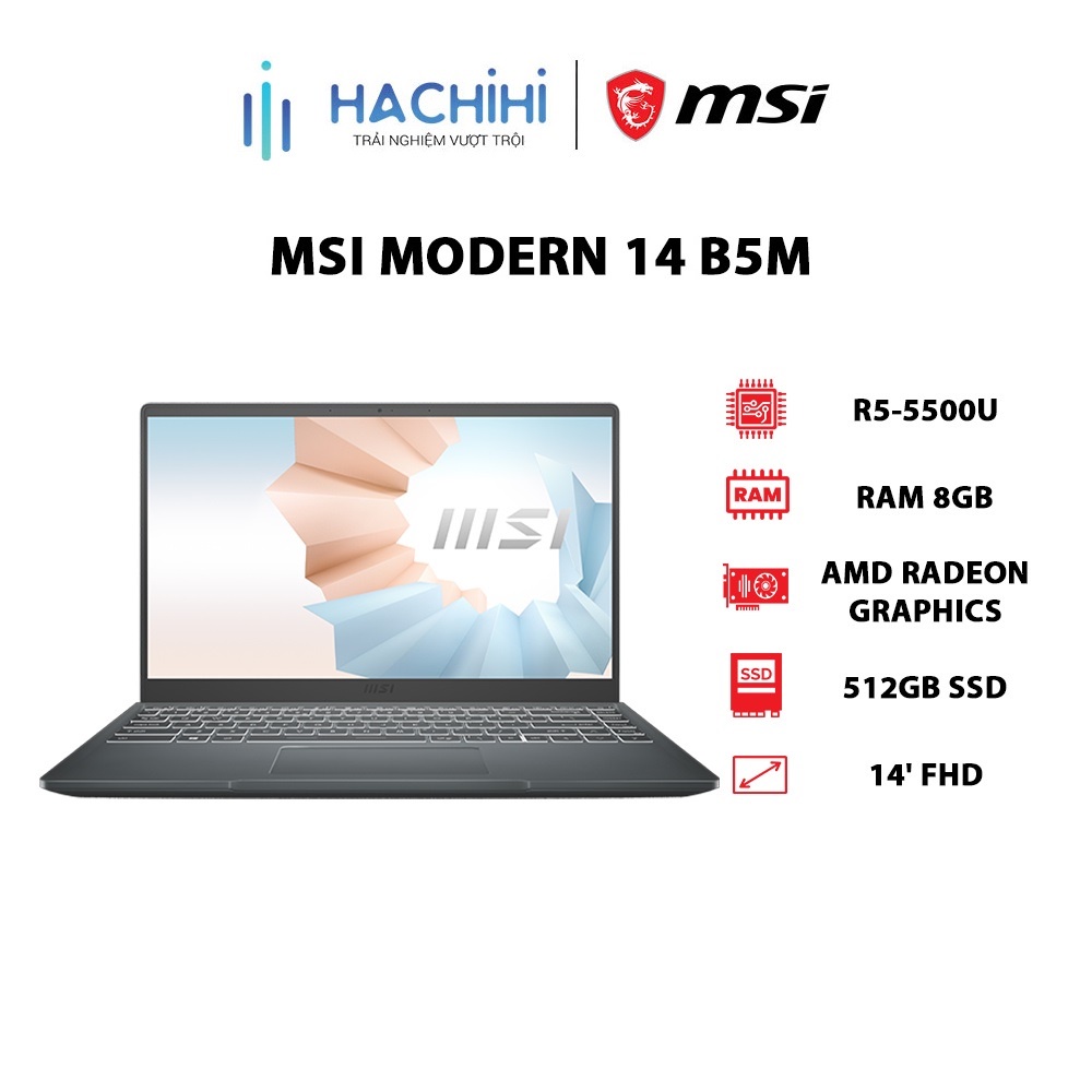 Laptop MSI Modern 14 B5M R5-5500U | 8GB | 512GB | 14' FHD | Win 11