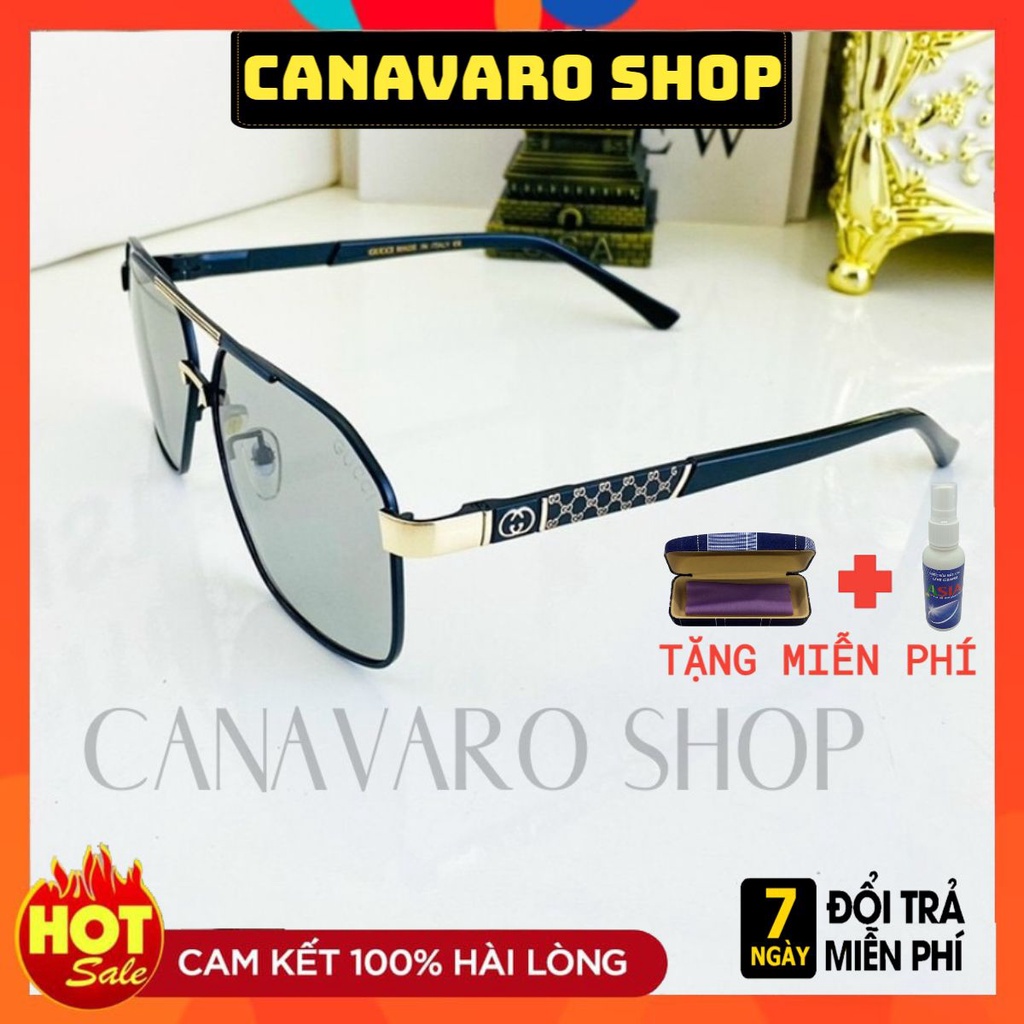 Kính Đổi Màu Nam Khi Ra Nắng Đi Ngày Và Đêm Cao Cấp Phân Cực Chống Chói Chống Tia UV CANAVARO CN065 Có Hộp