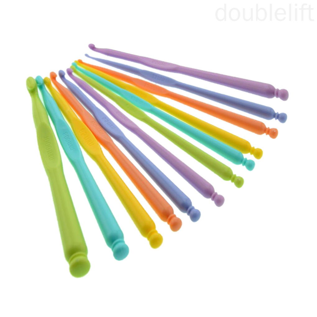 12 Pcs/set Knitting Crochet Needles Yarn Knitting Plastic Crochet Hooks Crocheter Tools Kit doublelift store