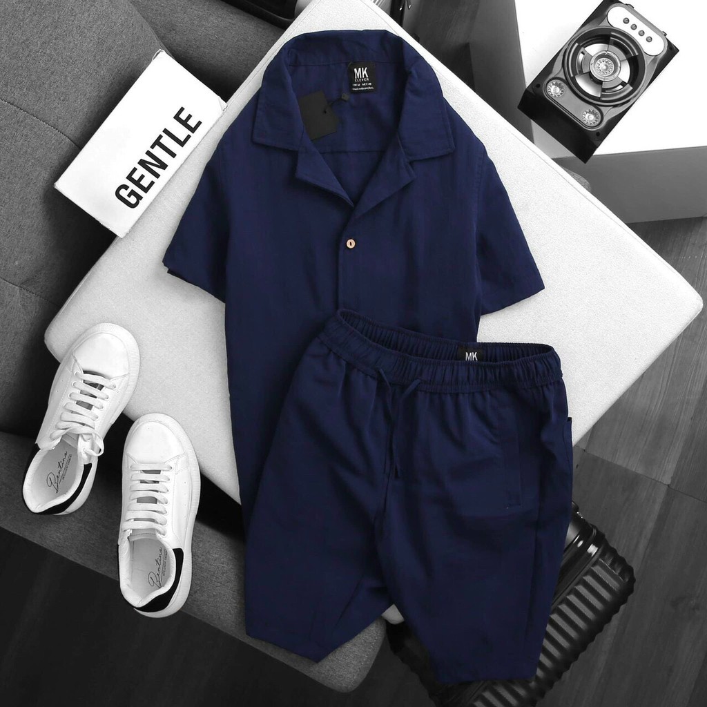 Bộ Đũi Nam Cộc Tay Cổ Vest Trẻ Trung Năng Động - Hàng Cao Cấp | BigBuy360 - bigbuy360.vn