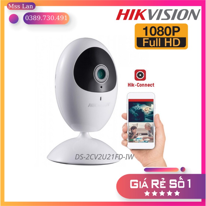 Camera IP WiFi Không Dây Quan Sát Toàn Cảnh 110°, Độ Nét FULL HD1080P HikVision CUBE Mini DS-2CV2U21FD-IW