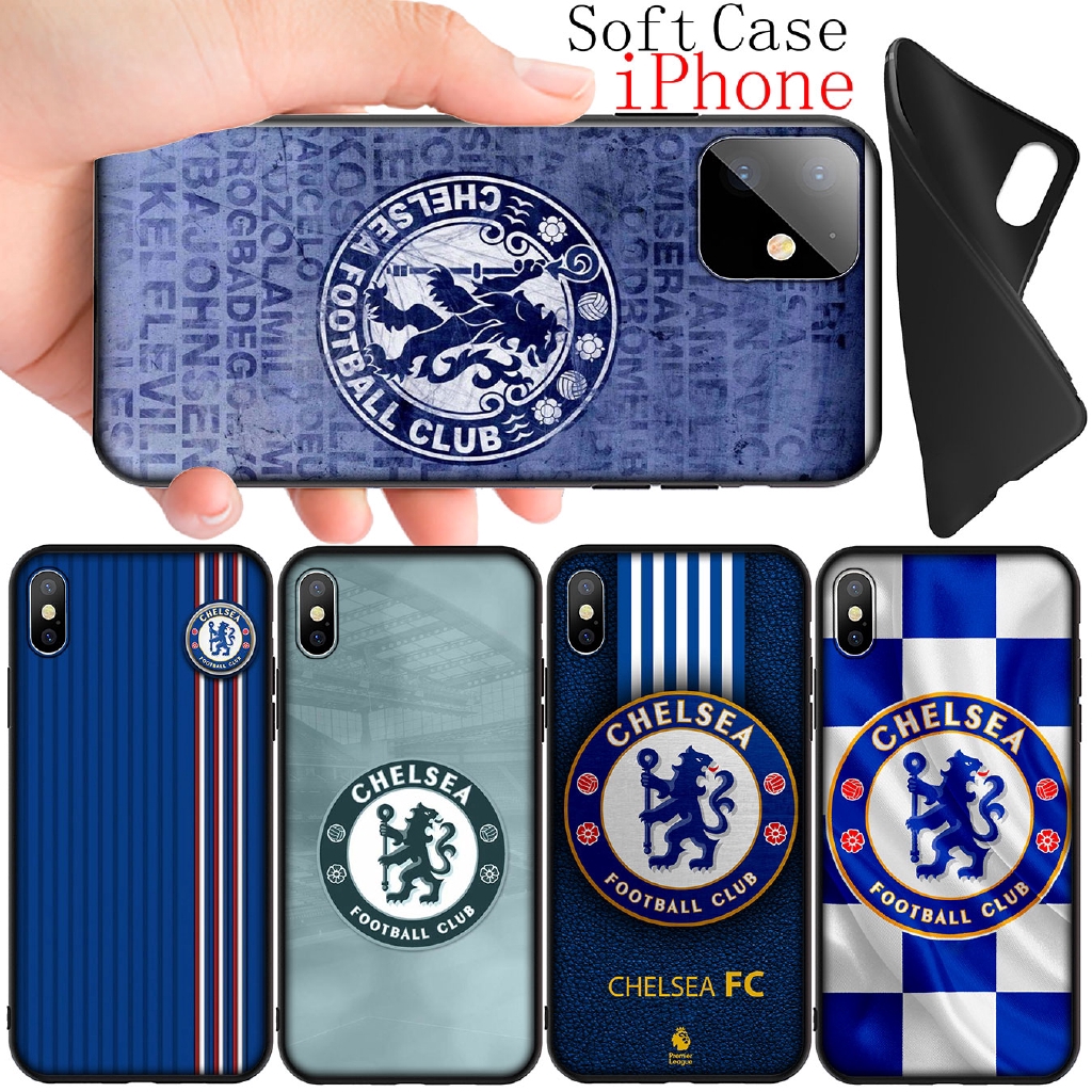 Ốp điện thoại TPU Silicon mềm màu đen in logo Chelsea cho iPhone 11 Pro XR X XS Max 6 6s 7 8 Plus