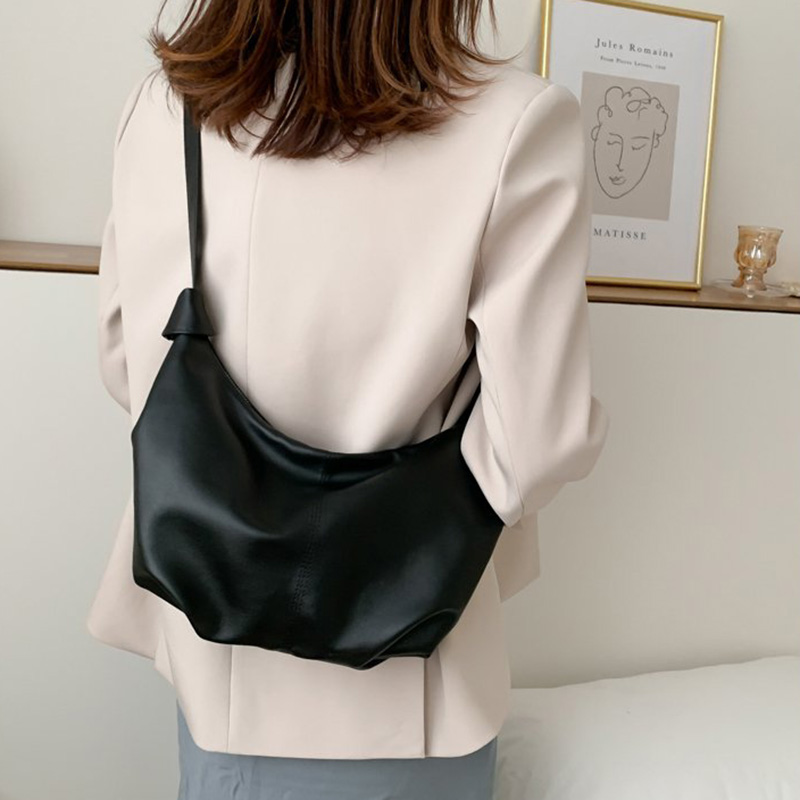 Túi xách IELGY hình bánh mì đeo 1 vai có khóa kéo màu đen thời trang cổ điển giản dị cho nữ