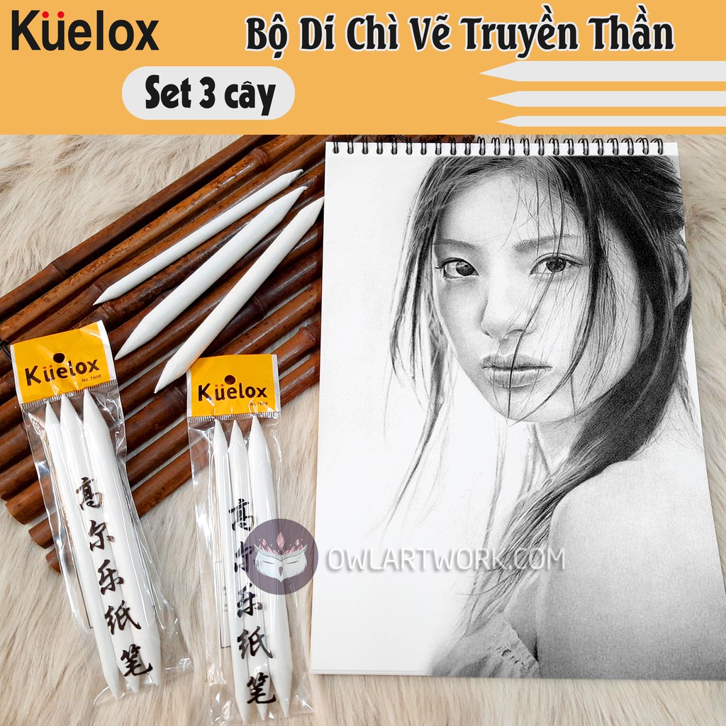 [CHÍNH HÃNG] Bộ 3 Bút Di Chì Kuelox Vẽ Truyền Thần