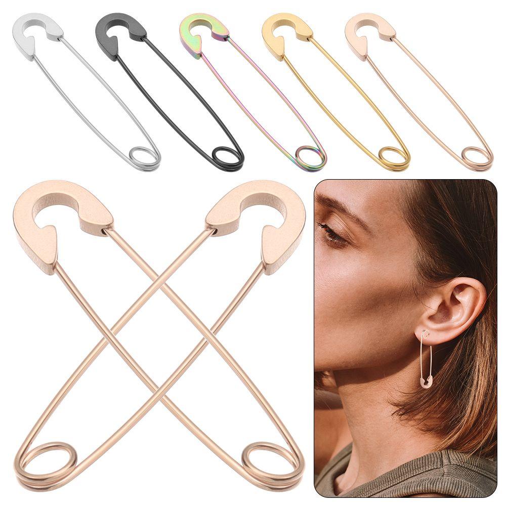 Khuyên Tai Dạng Ghim Bằng Thép Không Gỉ Phong Cách Punk Thanh Lịch