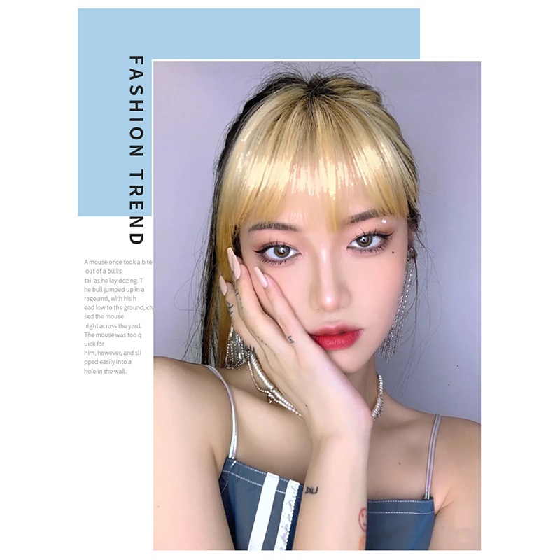 Tóc mái bằng giả nhuộm tông vàng thời trang