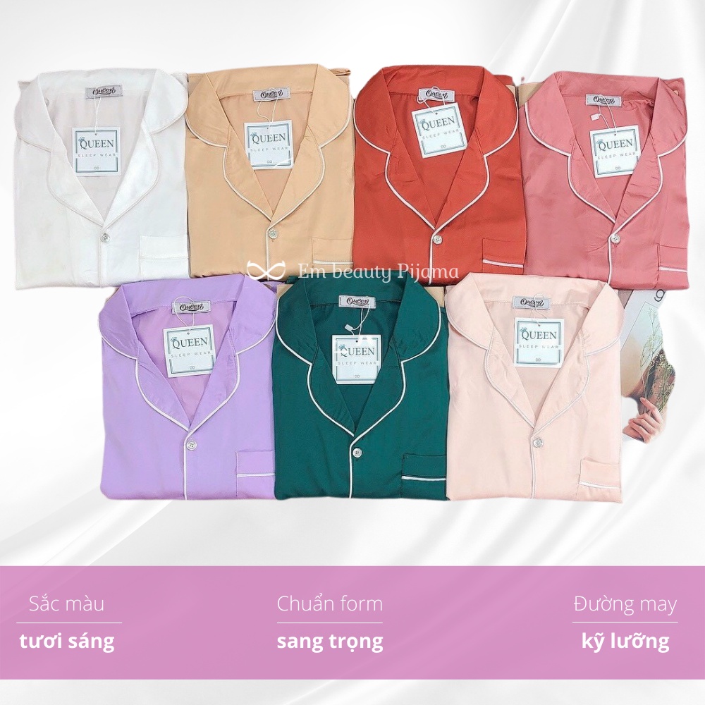 Pijama lụa EMBEAUTY bộ ngủ, mặc nhà dài tay, tiểu thư, sau sinh FREESHIP TẶNG QUÀ 0đ
