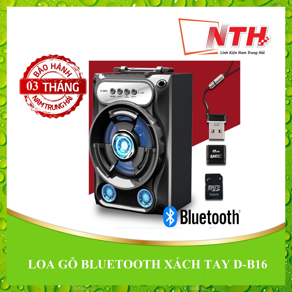 [Mã ELHACE giảm 4% đơn 300K] GIÁ RẺ - LOA BLUETOOTH XÁCH TAY DB16 CÓ ĐÈN LED