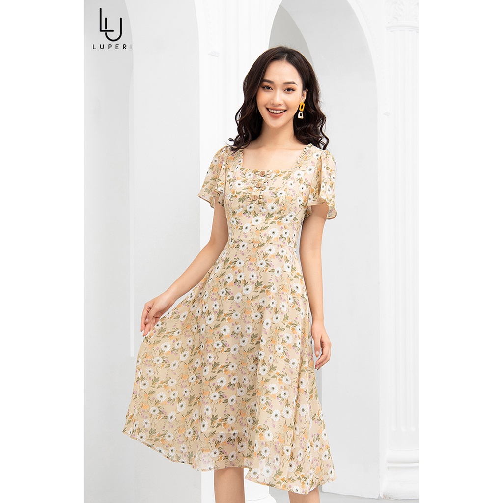 Váy Hoa Thiết Kế Nữ  LUPERI LFV3199 Voan Hàn Cao Cấp Thoáng Mát Cho Bạn Nữ Đi Chơi Đi Dạo Phố