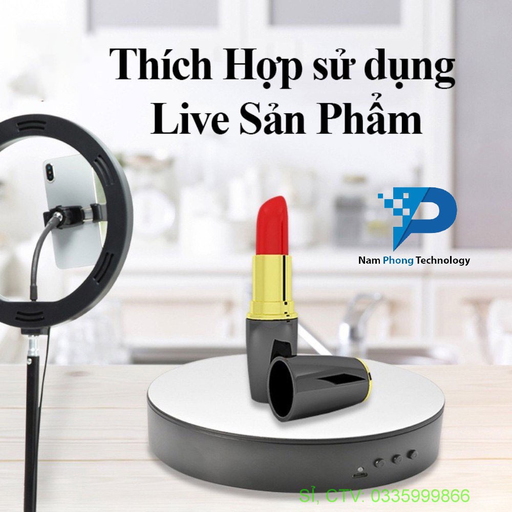 ĐẾ XOAY TỰ ĐỘNG 360 ĐỘ ĐƯỜNG KÍNH 15CM CHỊU LỰC 5KG - HỖ TRỢ CHỤP ẢNH SẢN PHẨM - SẠC USB - BH 6 THÁNG