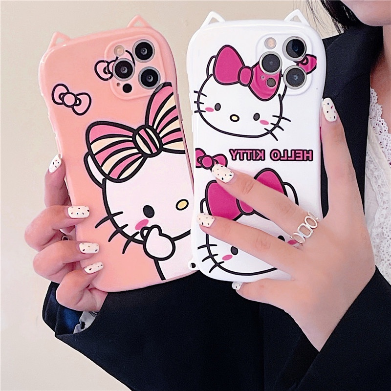 Ốp Điện Thoại Hình Tai Mèo Hello Kitty Sáng Tạo Cho Iphone 11 12 12promax 7plus X Xs Max Xr 7 8 Se2020