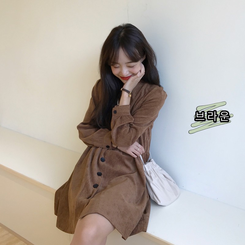 [Ảnh thật] Váy thu đông nhung ulzzang