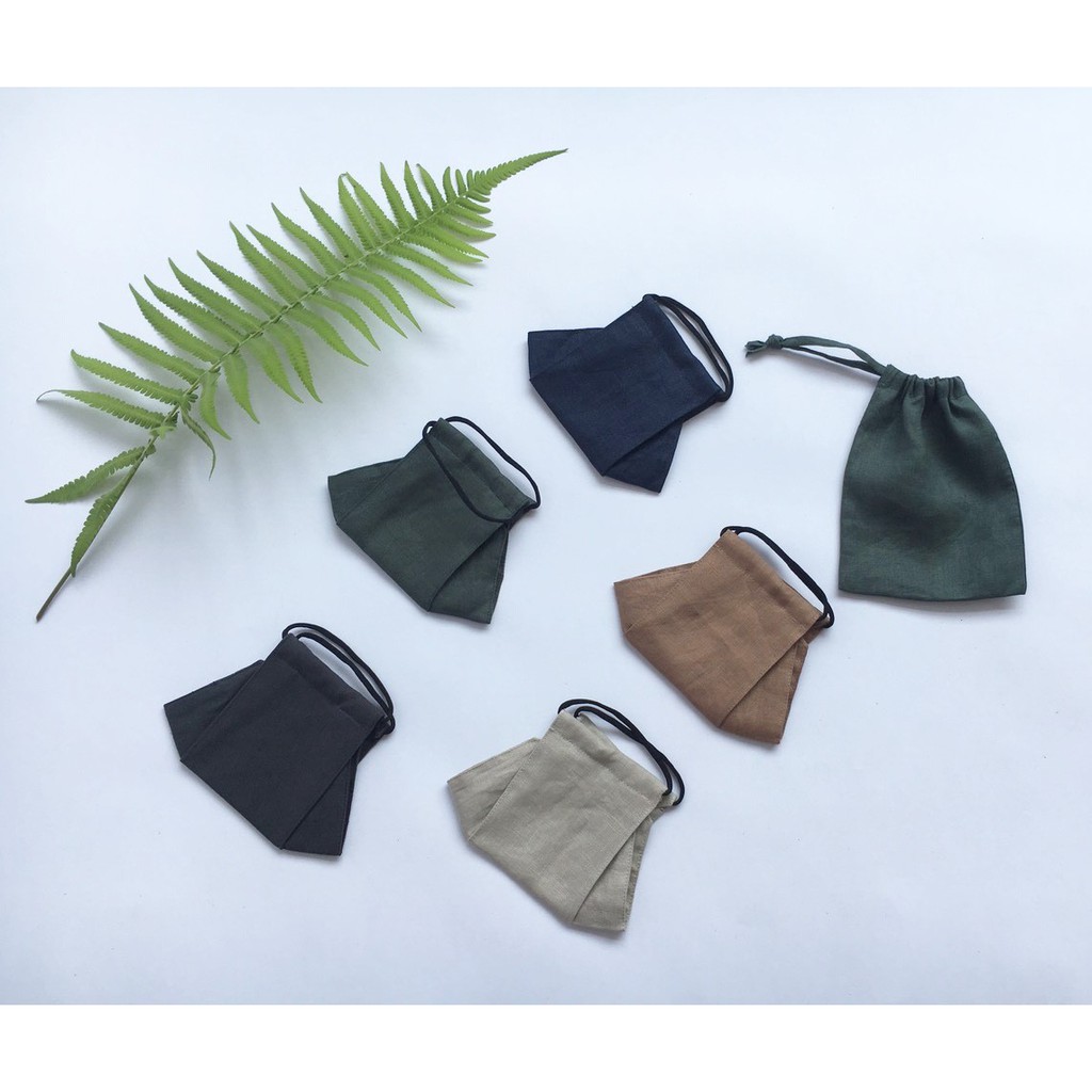 Khẩu Trang Linen, Set Khẩu Trang Vải Linen Cao Cấp Kèm Túi Dây Rút | BigBuy360 - bigbuy360.vn